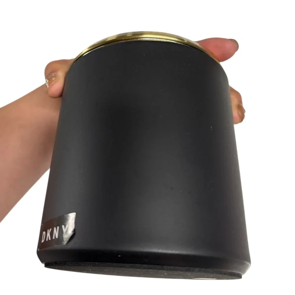 DKNY Bathroom Set Vanity Organizer Toothbrush Holder Canister Black &‎ Gold